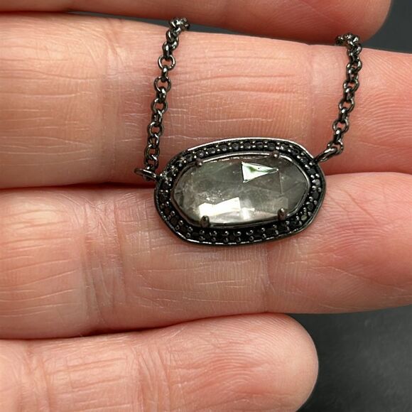 Kendra Scott Elisa Gun Metal Necklace with Silver Stone - Picture 7 of 9